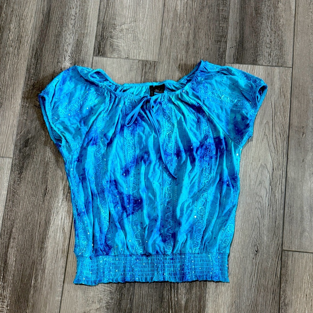 Blue sequined Bahamian shirt